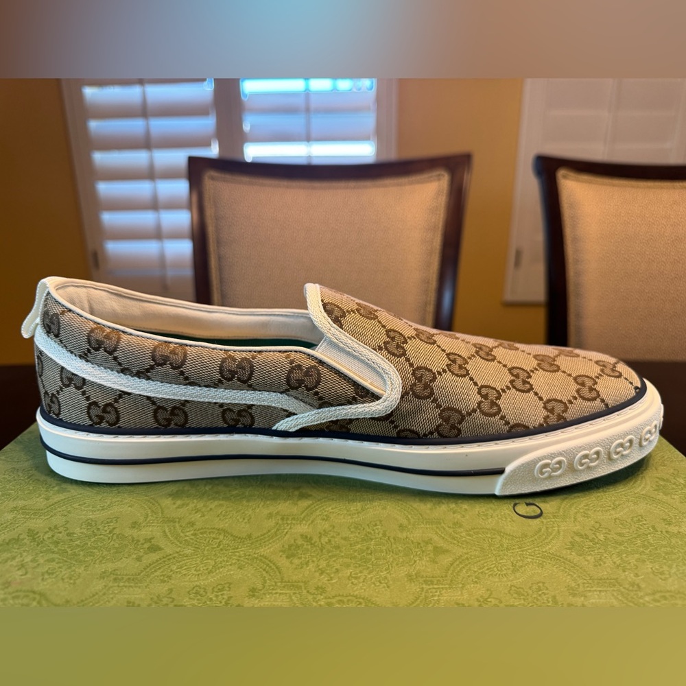 New Gucci GG Supreme Logo Tennis 1977 Slip On Sneaker Shoes Size UK 12.5 / US 13 - Picture 10 of 16